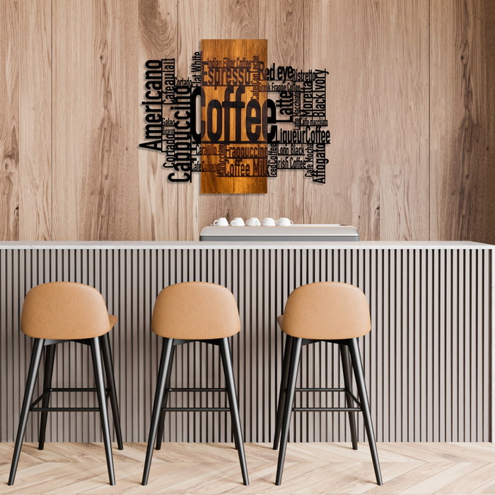 Wallity Coffee Mixed - Accesorio decorativo de pared en nogal y negro